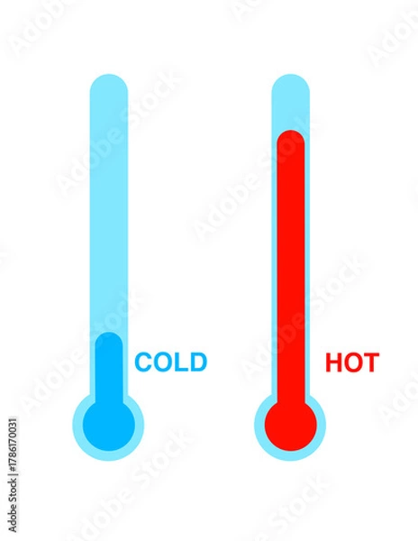 Obraz Hot and Cold Thermometer Comparison – Temperature Concept Illustration