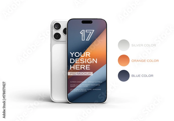 Fototapeta Two Smartphones Isolated On Editable Background Mockup