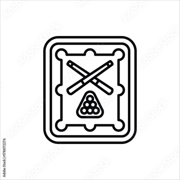 Fototapeta Billiard icon. Billiard ball and stick symbol. Vector illustration for web design, isolated on white background.