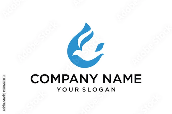 Fototapeta Abstract Blue Bird and Flame Logo Design Concept for Corporate Branding Identity