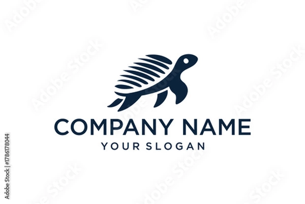 Fototapeta Modern Minimalist Dark Blue Stylized Turtle Logo Design Vector Icon