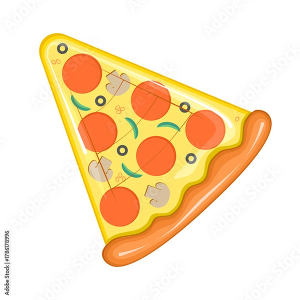 Fototapeta Inflatable pizza slice pool float mattress. Vector illustration