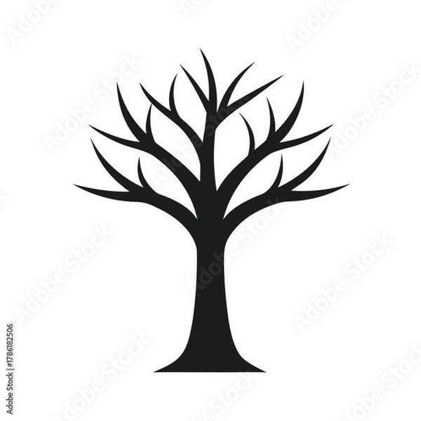 Fototapeta Minimal tree silhouette vector illustration with white background for nature and environmental conservation design concept