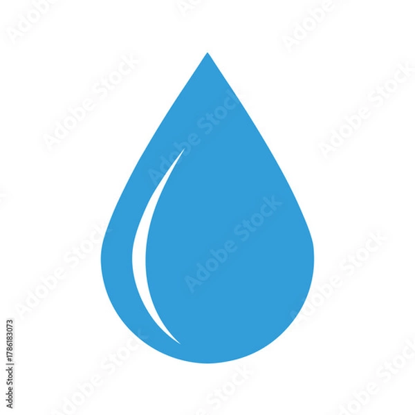 Fototapeta Minimal water droplet silhouette vector illustration with white background for eco friendly and environmental water concept
