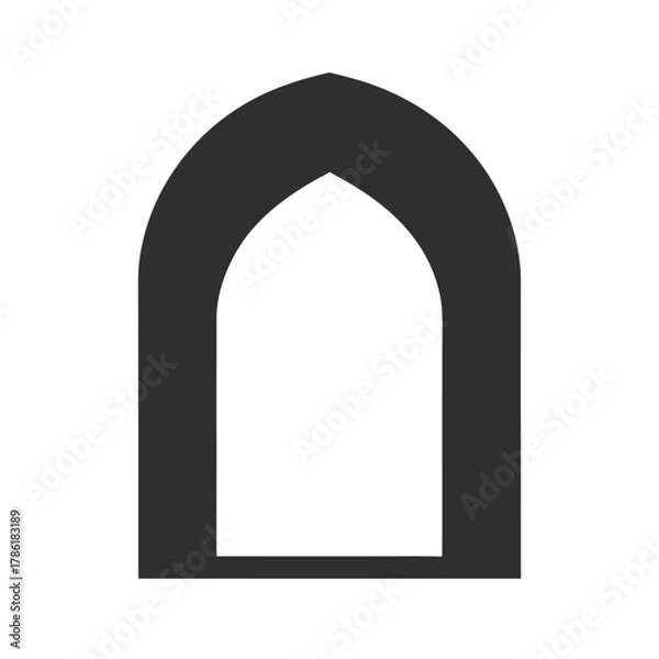 Obraz Minimal window arch silhouette vector illustration with white background for architecture and interiors