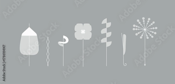 Obraz Spring colorful flower elements collection drawing with light color on background