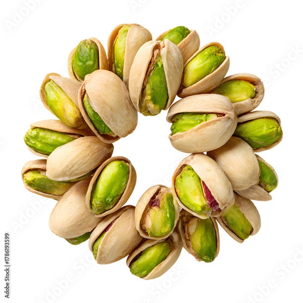 Fototapeta Circular Arrangement of Fresh and Healthy Pistachios for Nutty Snack Concept