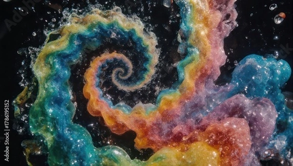 Fototapeta Colorful Spiral of Liquid - A Mesmerizing Abstract Art.
