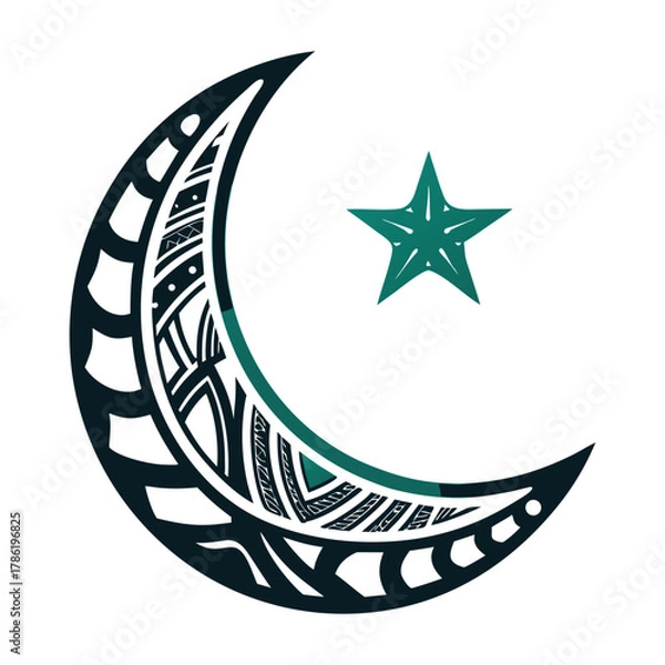 Obraz Tribal Moon and Star Icon Vector Graphic Vector Icon Set of Various Transportation Vehicles