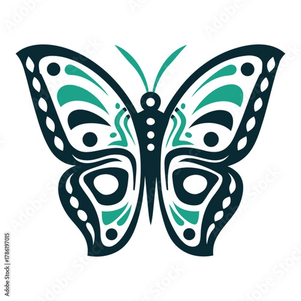 Obraz Tribal Butterfly Icon, Nature Symbol Design Vector Icon Set of Various Transportation Vehicles