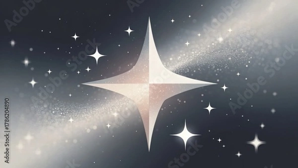 Fototapeta Radiant celestial starburst glowing brightly amidst shimmering galaxy dust and twinkling cosmos