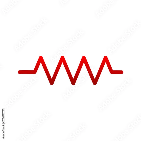 Obraz Red Zigzag Resistor Icon – Vector Symbol for Circuit, Electronics, and Engineering Design