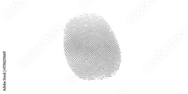 Fototapeta Unique human fingerprint identification security scan technology data isolated on white background