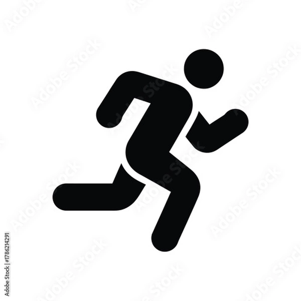 Fototapeta Simple silhouette icon of a person running in motion