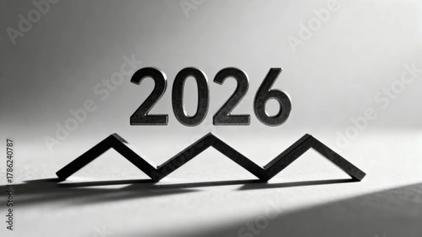 Fototapeta 2026년도_기업용_새해_숫자_입체_디자인