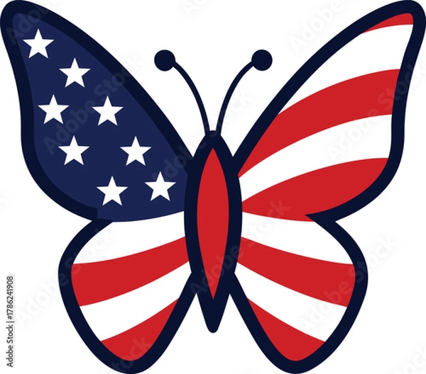 Obraz american flag butterfly