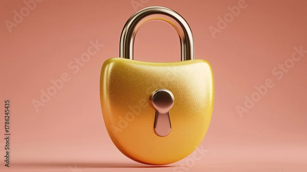Fototapeta Secure your digital world with a stylish yellow padlock for modern cybersecurity visuals and peace of mind today