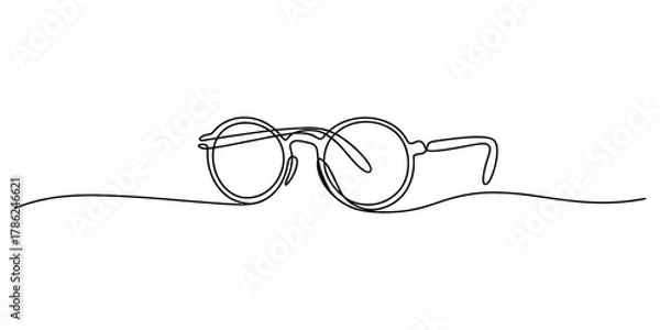 Obraz Continuous line art drawing of stylish retro round spectacles