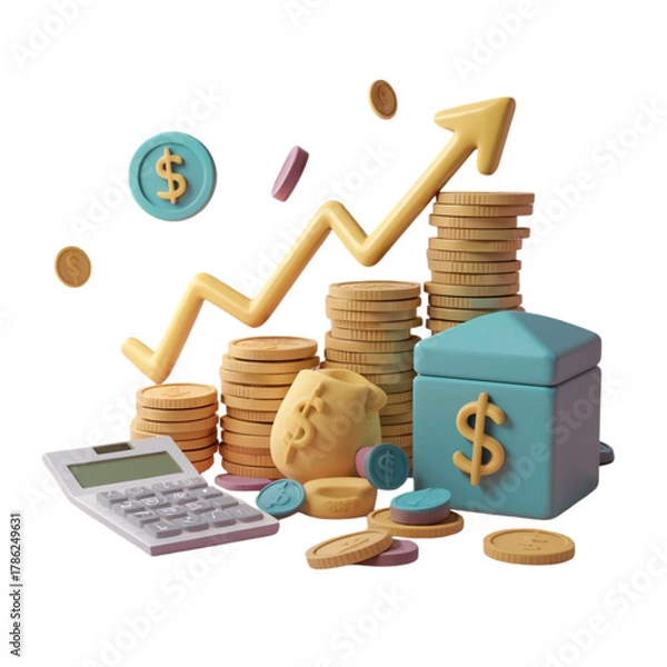 Obraz 3d-clay-savings-concept