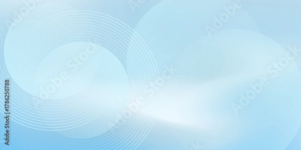 Fototapeta Abstract minimalist banner background, pastel colorful, blue and white gradations. Circle effect style geometric simple art