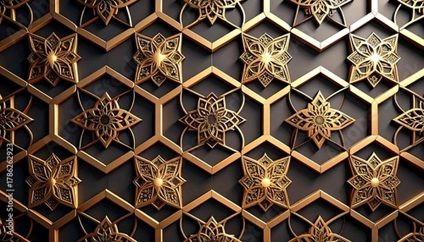 Fototapeta Elegant background featuring repetitive Kufic-inspired geometric shapes