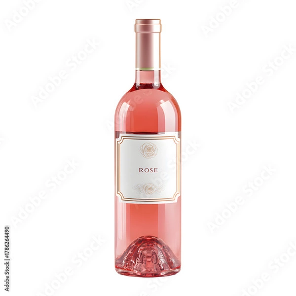 Obraz Elegant Rose Wine Bottle with Blank Label for Customization