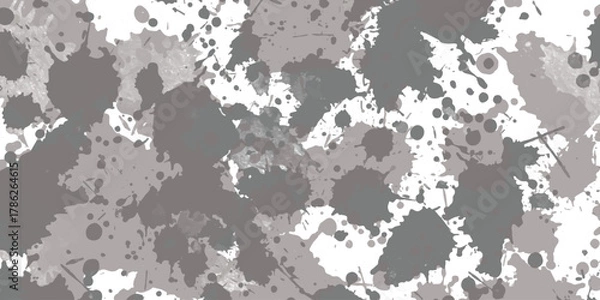 Fototapeta Abstract grey ink paint splatters background texture graphic isolated on white background