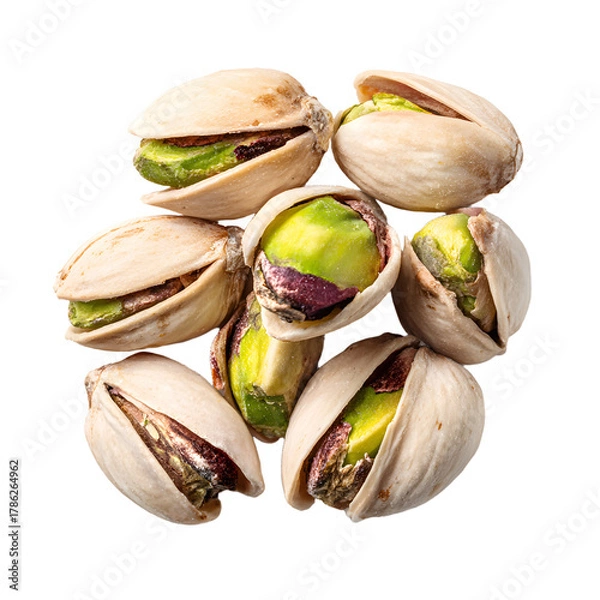 Obraz Premium Pistachio Nuts on White Background - Nutty Delicacy and Healthy Snack Choice