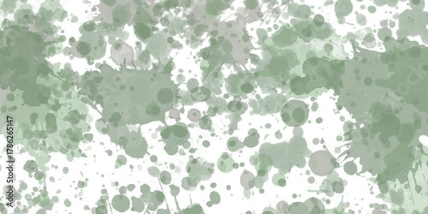 Fototapeta Green watercolor splatters abstract background design element for art isolated on white background