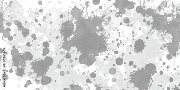 Fototapeta Abstract grey watercolor ink splatters texture on white surface isolated on white background