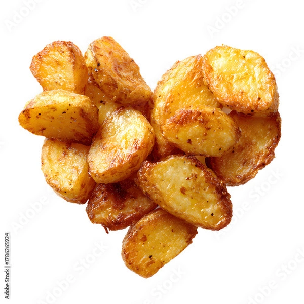Obraz Heart-shaped Golden Fried Potatoes Arrangement for Food Presentation