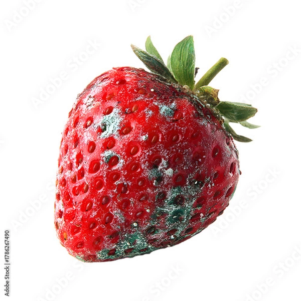 Obraz Close-Up Moldy Strawberry Isolated on White Background for Food Photography