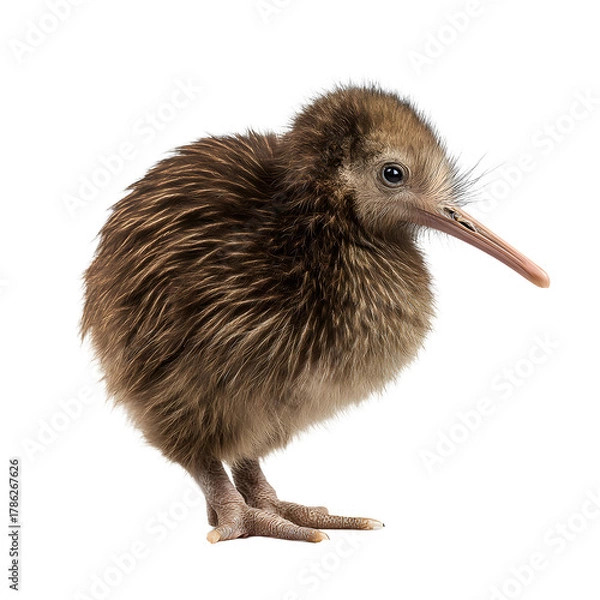 Obraz Adorable North Island Brown Kiwi Chick, Apteryx mantelli, Wildlife Close-up Shot