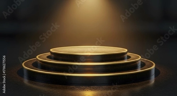 Obraz Elegant black and gold pedestal for presentation