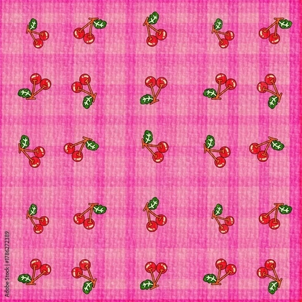 Fototapeta pattern fabric pink cherry