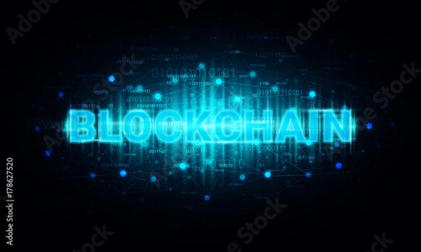 Obraz Blockchain Technology and Financial Technology concept. Fintech Investment. Link of block security using cryptography. Vector illustration for background, banner, web site and print. 
