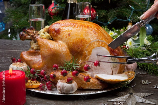 Obraz Carving Rustic Style Christmas Turkey