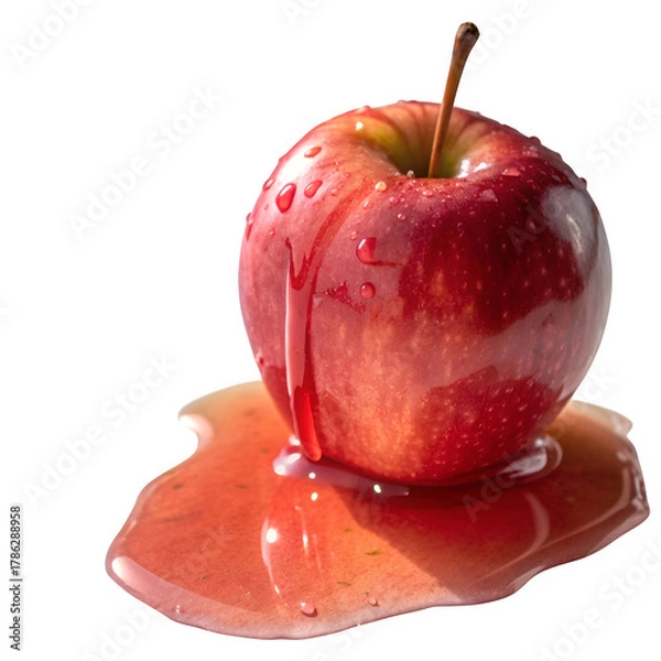 Fototapeta Slime on apple isolated on transparent background