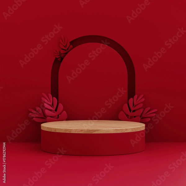 Fototapeta Podium Stage pedestal product display on white background 3d rendering
