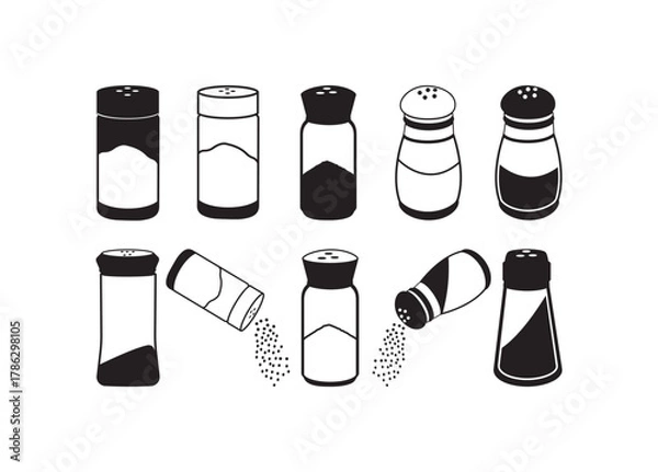 Fototapeta Salt and Pepper Shaker, Salt, Pepper, Shaker, Salt and Pepper Shaker vector bundle, Salt and Pepper Shaker clipart, Salt and Pepper Shaker silhouette.	
