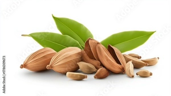 Obraz Cardamom pods isolated on white background