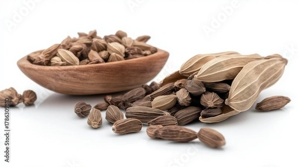 Obraz Cardamom pods isolated on white background