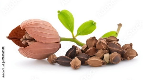 Obraz Cardamom pods isolated on white background