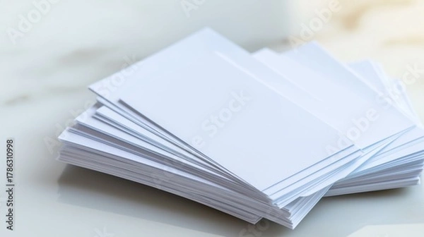 Obraz Blank Stacks of white cards Isolated on White Background