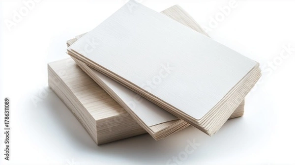 Obraz Blank Stacks of white cards Isolated on White Background