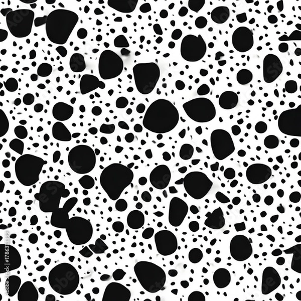 Fototapeta Abstract Black Spots Seamless Pattern Black Shapes on White Background Irregular Organic Forms Creative Design Modern Repetition Wallpaper
