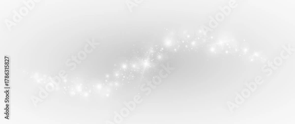 Fototapeta Festive starburst background with glowing shimmer and radiant flare. Silver sparkles with luxury stardust, magic particles and soft bokeh.