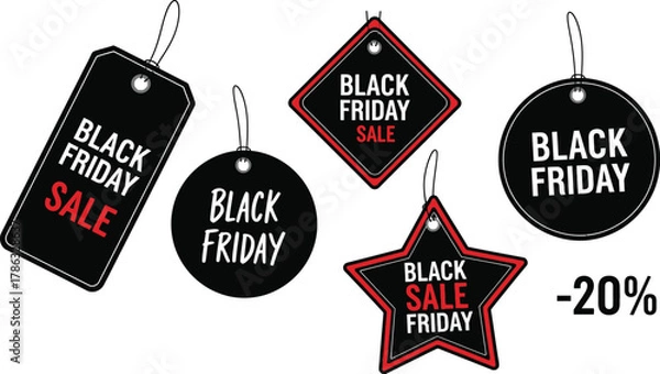 Obraz Black friday sale tags in different shapes