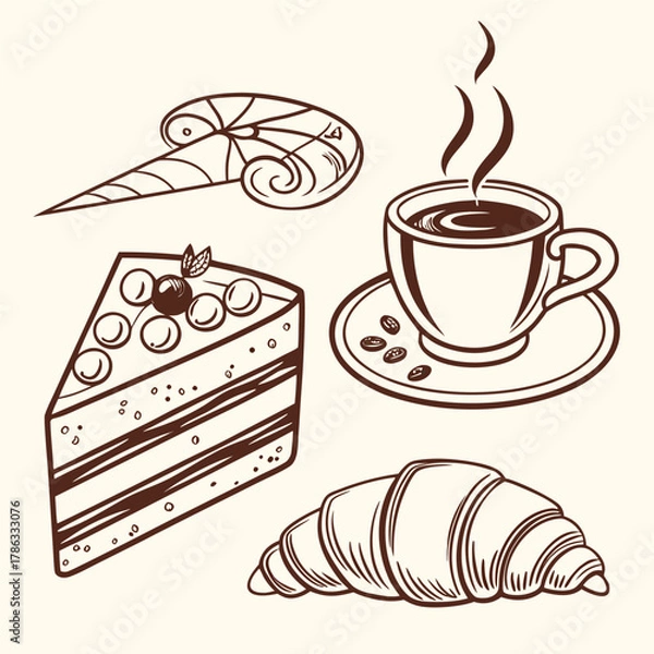 Obraz Hand‑Drawn Coffee Shop Elements  