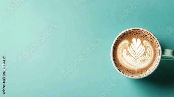 Obraz A cup of coffee on a blue background